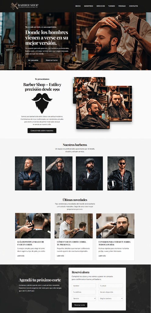 Diseño web para barbería premium con ambiente boutique