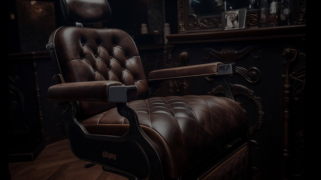 Sillón de barbería premium de cuero capitoné con acabados cromados en ambiente oscuro y elegante